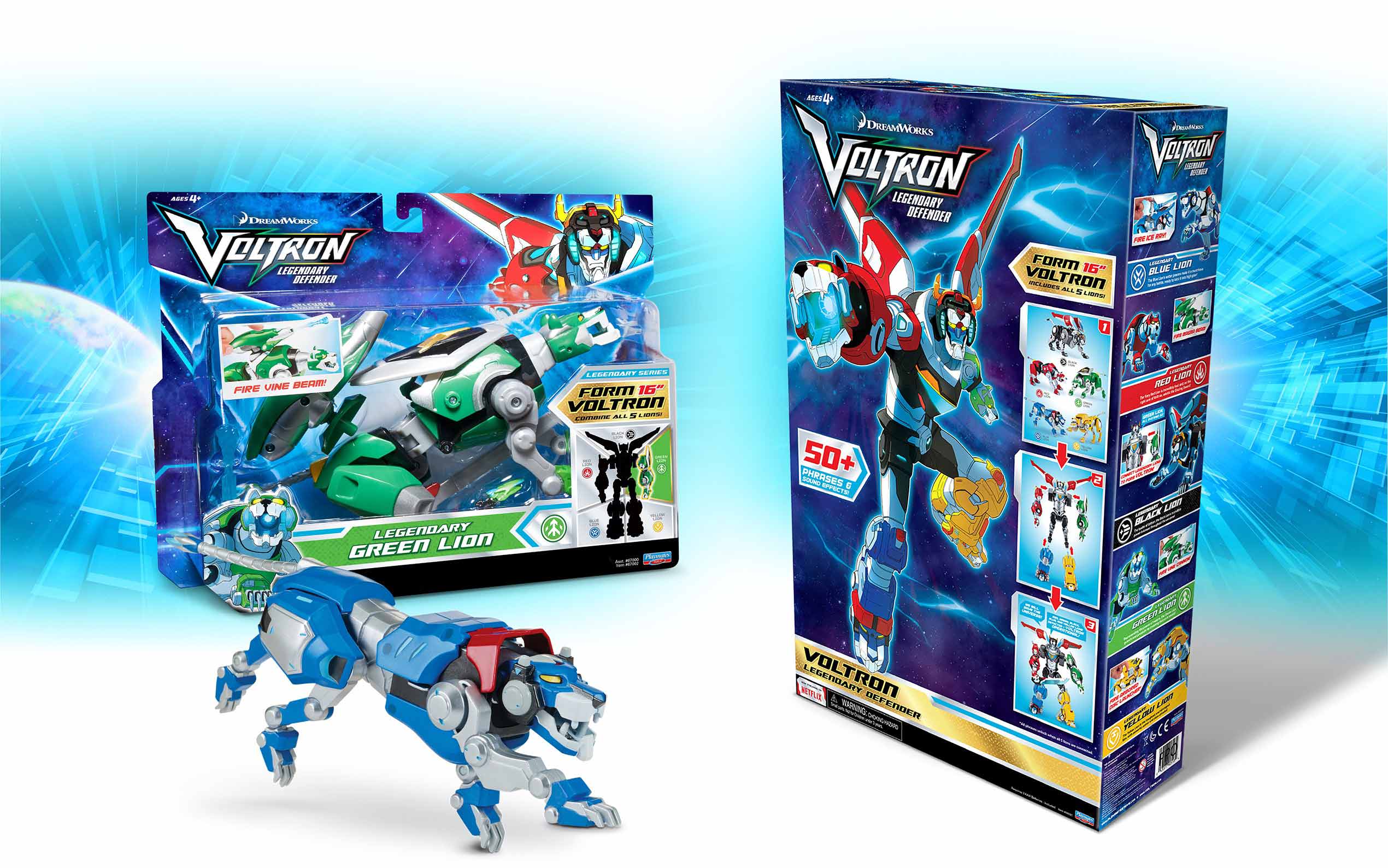 Voltron branding and package design for Playmates Toys by McHale Design