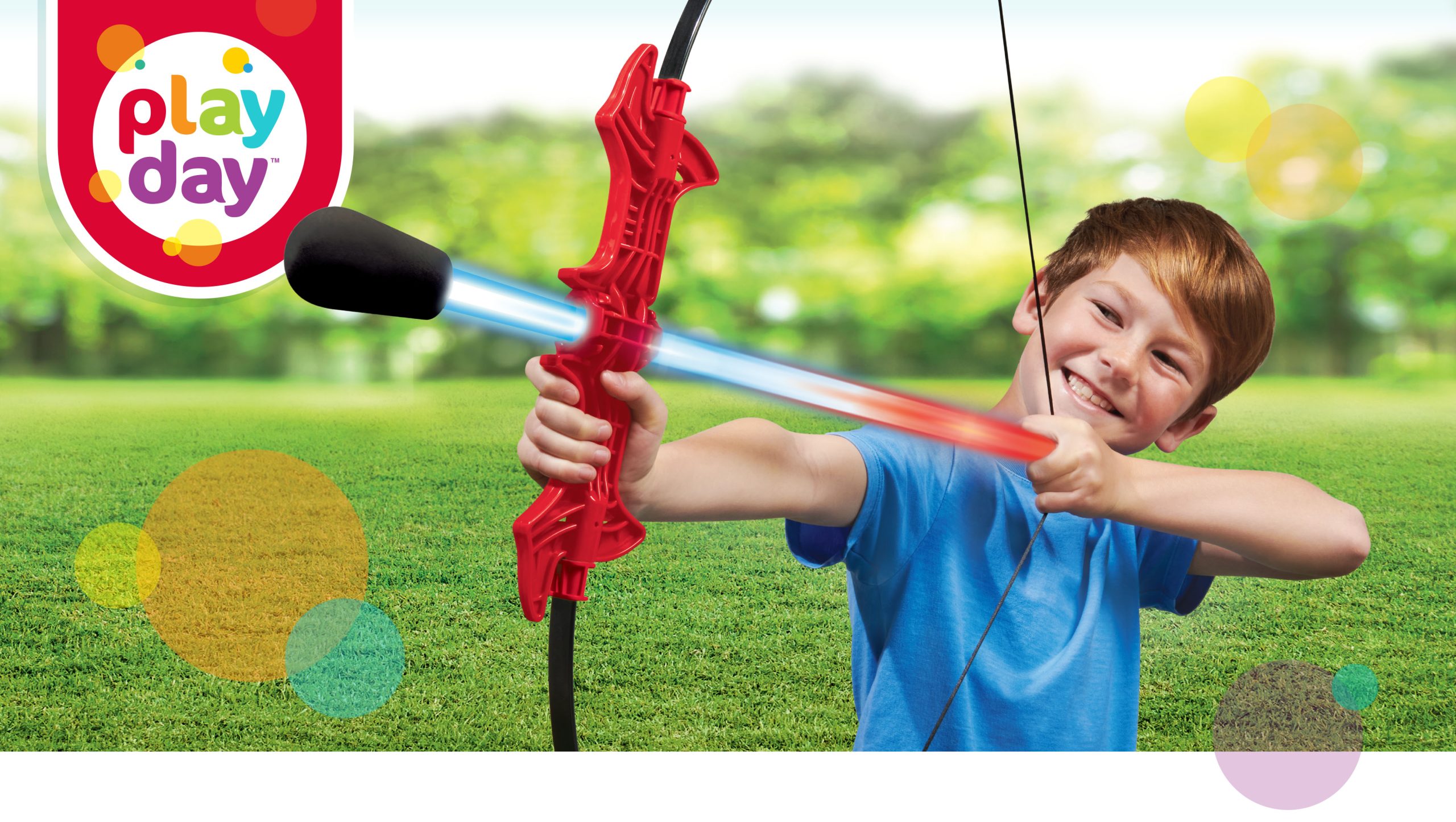 Play Day Branding Packaging : Showing our Photography and branding services with a boy using a Play Day toy bow and arrow